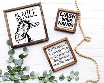 Bathroom Wood Sign | Funny Bathroom Sign| Farmhouse Bathroom | Bathroom Humor | Small Framed Signs 6 x 6, 8 x 8, and 10 x 10