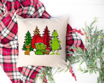 Christmas Grinch Pillow, Holiday Gnome Pillow Cover, The Grinch Movie, Holiday Throw Pillow, MERRY GRINCHMAS, 16x16