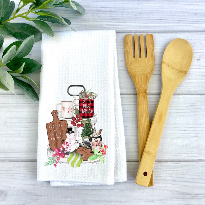 Christmas Kitchen Towels Holiday Kitchen Waffle Towel Etsy