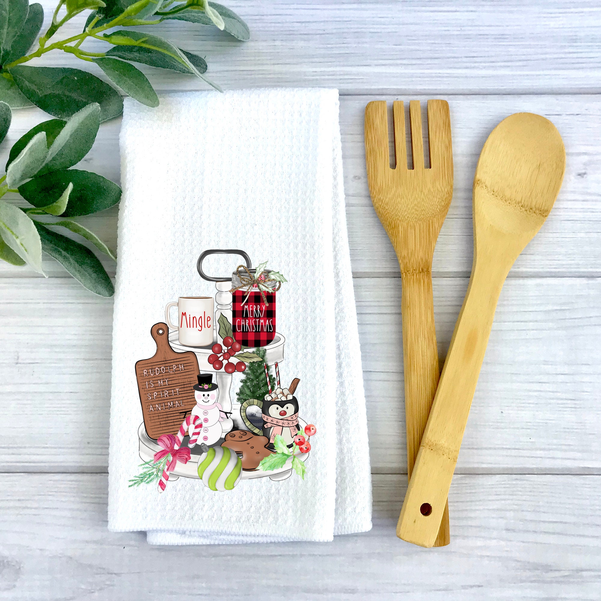 Christmas Kitchen Towels Holiday Kitchen Waffle Towel - Etsy