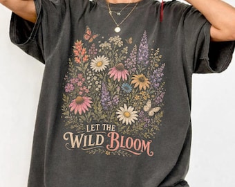 Maglietta anni '90 con fiori selvatici dei parchi nazionali, maglietta vintage con grafica "Lascia che la natura fiorisca", maglietta "Proteggiamo i nostri parchi".