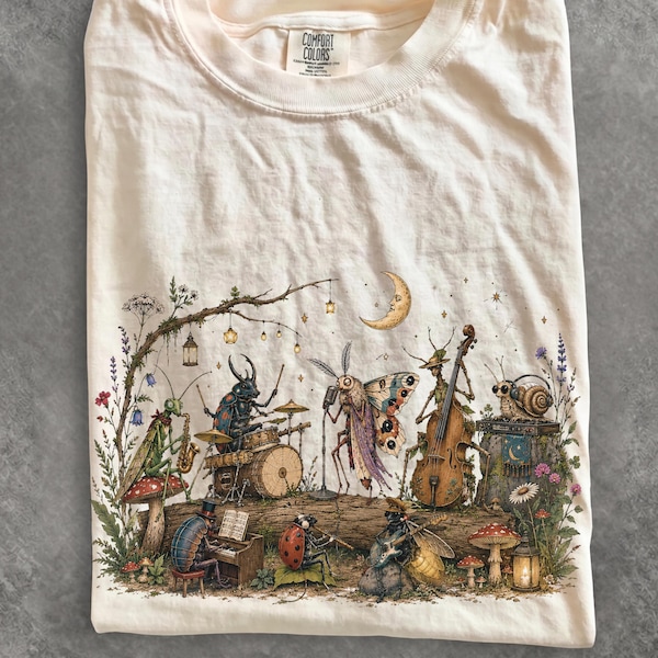 Maglietta vintage con grafica di insetti, maglietta Comfort Colors Musician Bug, maglietta anni '90 per gli amanti degli insetti