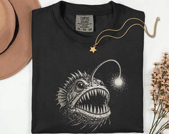Comfort Colors Vintage Anglerfish Shirt, Vintage Punk Fish Shirt