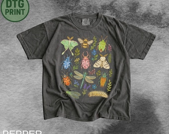 Maglietta con insetti anni '90, collezione Vintage Beetles di Comfort Colors®, regalo per entomologi, maglietta grafica per amanti della natura