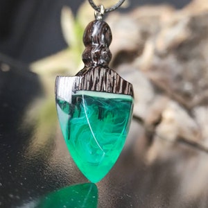 Arrowhead necklace, wood resin pendant, for women and men, personalized jewelry, glow in the dark, special birthday, natural jewelry