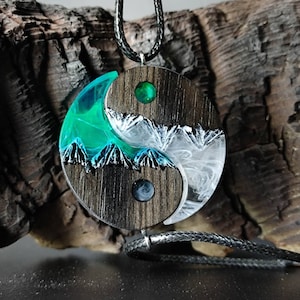 Yin Yang Couple Pendants, Secret magical world inside necklace. Eco epoxy jewelry. Perfect gift for her. For man and woman
