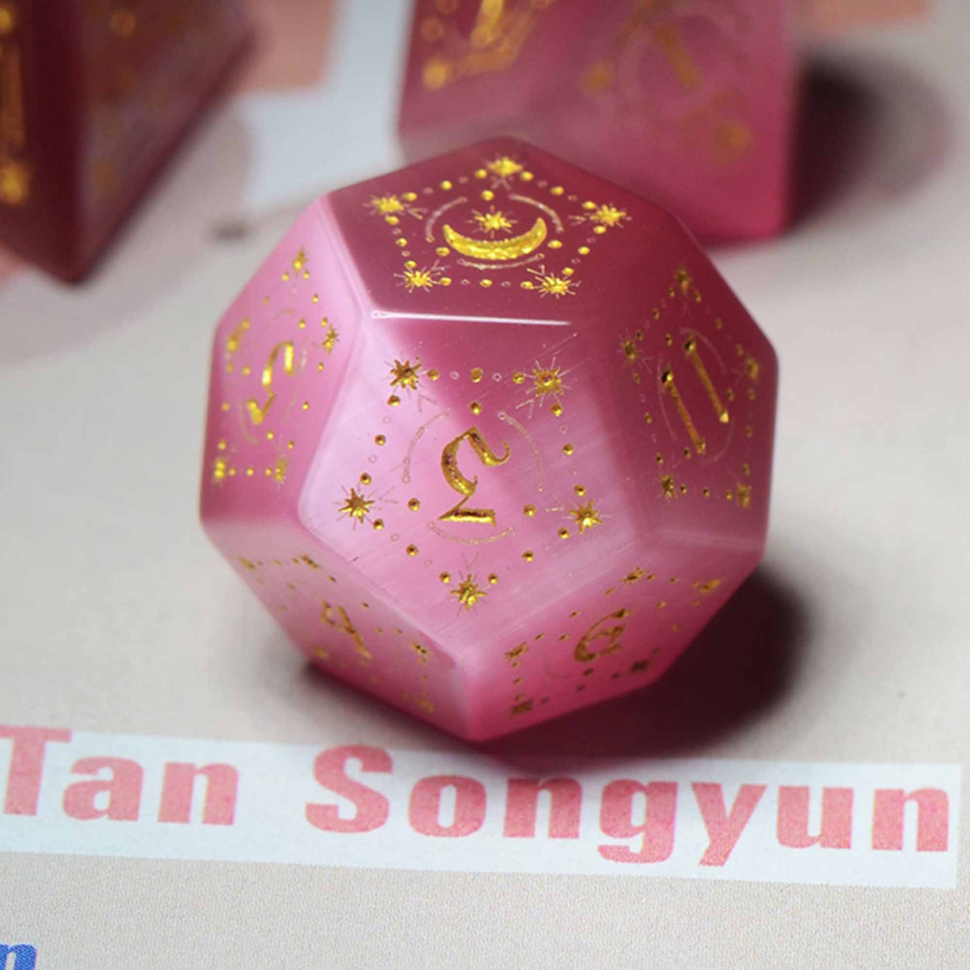 Pink Opal Dice7pcs Starlight Dice Gemstone Dice Set Dnd Etsy