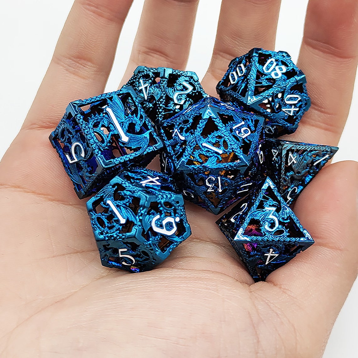 Antique Copper Hollow Dice Metal Dice Set Multisided Dice Etsy