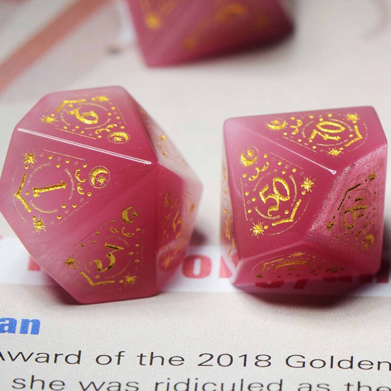 Pink Opal Dice7pcs Starlight Dice Gemstone Dice Set Dnd Etsy