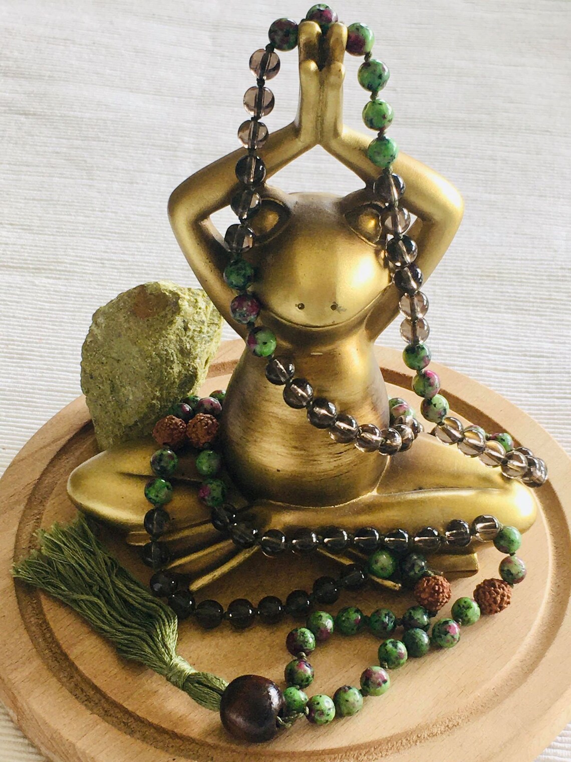 108 beads Zen Mala Spirituality/Zoisite with Ruby & Smoky Etsy