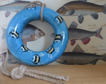 Authentic ring buoy/float from SCOUTING FOR BUOYS. Buzzing around. Indoor/Yard Decor,Ready to hang