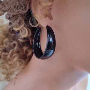 Black Mod Earrings. Summer Retro Earrings Hoops.