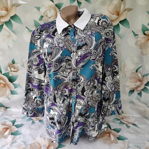 90s Vintage Womens Paisley Blouse/Shirt Half Sleeve. Size 3XL.