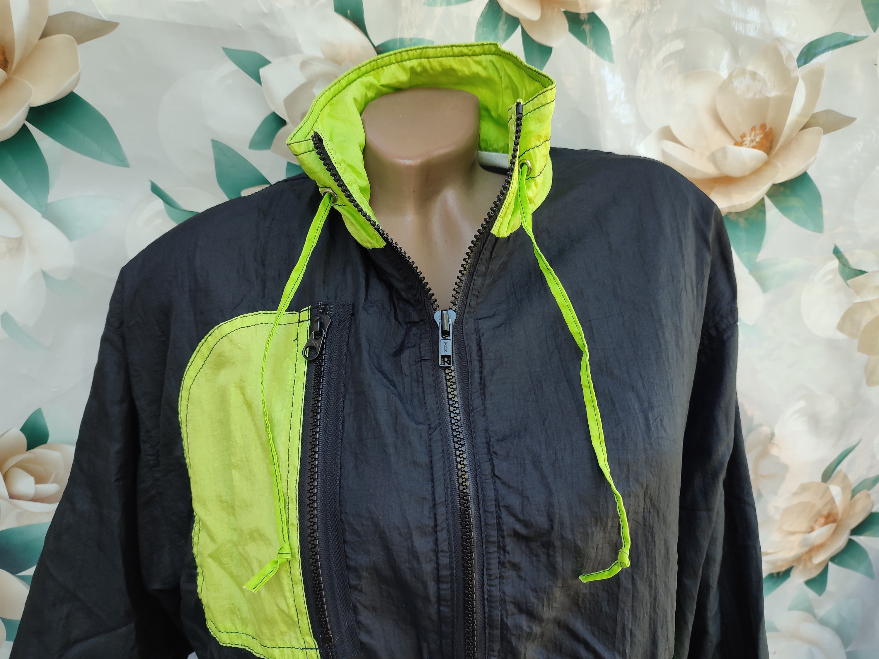 90s Vintage Color Block Nylon Windbreaker Jacket: Oversized M-L - Etsy
