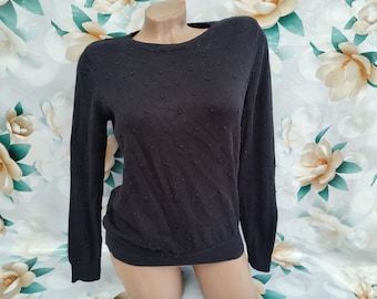90s Vintage Cotton Black Sweater/Pullover Long Sleeve. Size XS-S.