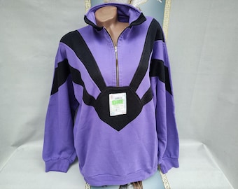 Oversized katoenen paars kleurbloksweater uit de jaren 90. Maten L-XL.