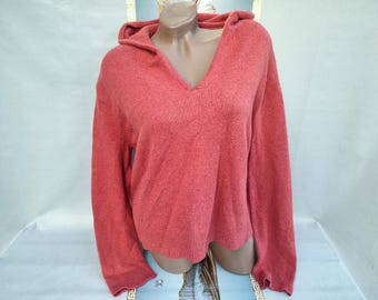 90s Women's Coral Hooded Pullover. Sizes XL-XXL.
