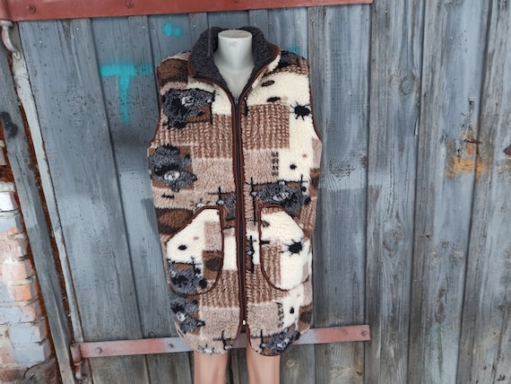 90s Vintage Faux Sheepskin Vest: Long Oversized Fur Vest - Etsy