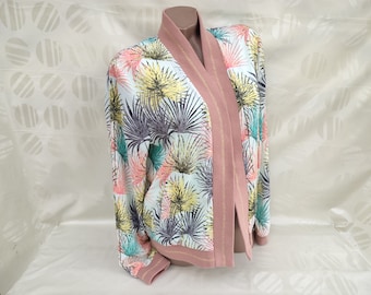 90s Vintage Women Pink Spring Bomber Jacket Floral Print. Size M-L.