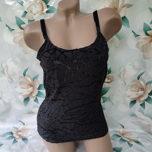 90s Vintage Damen Velour Schwarzes Top/Tank top. Größe S-M.