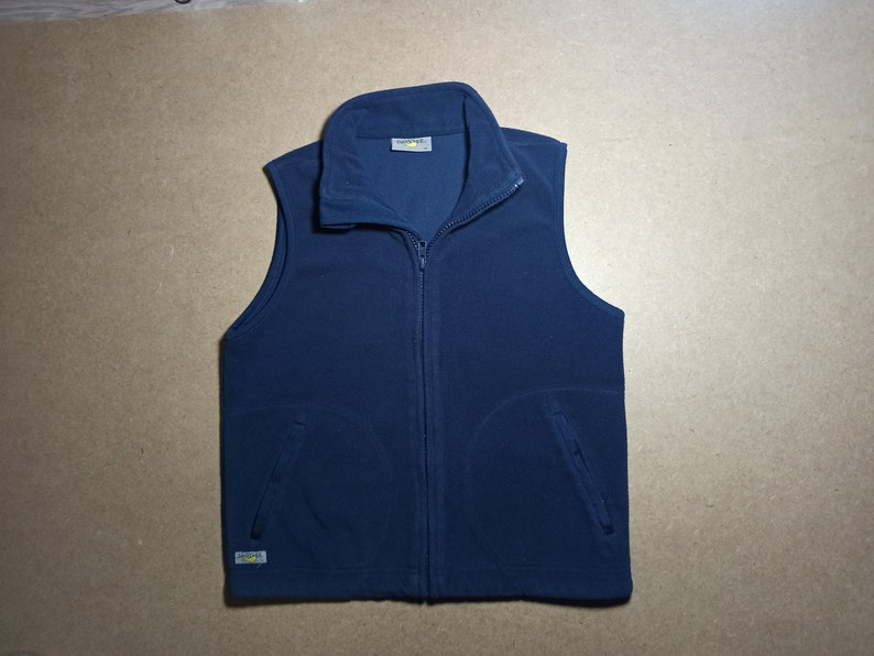 Reth blue warm waistcoat with zipper with pockets. 90s Vintage fleece vest for a boy 6-7 years old