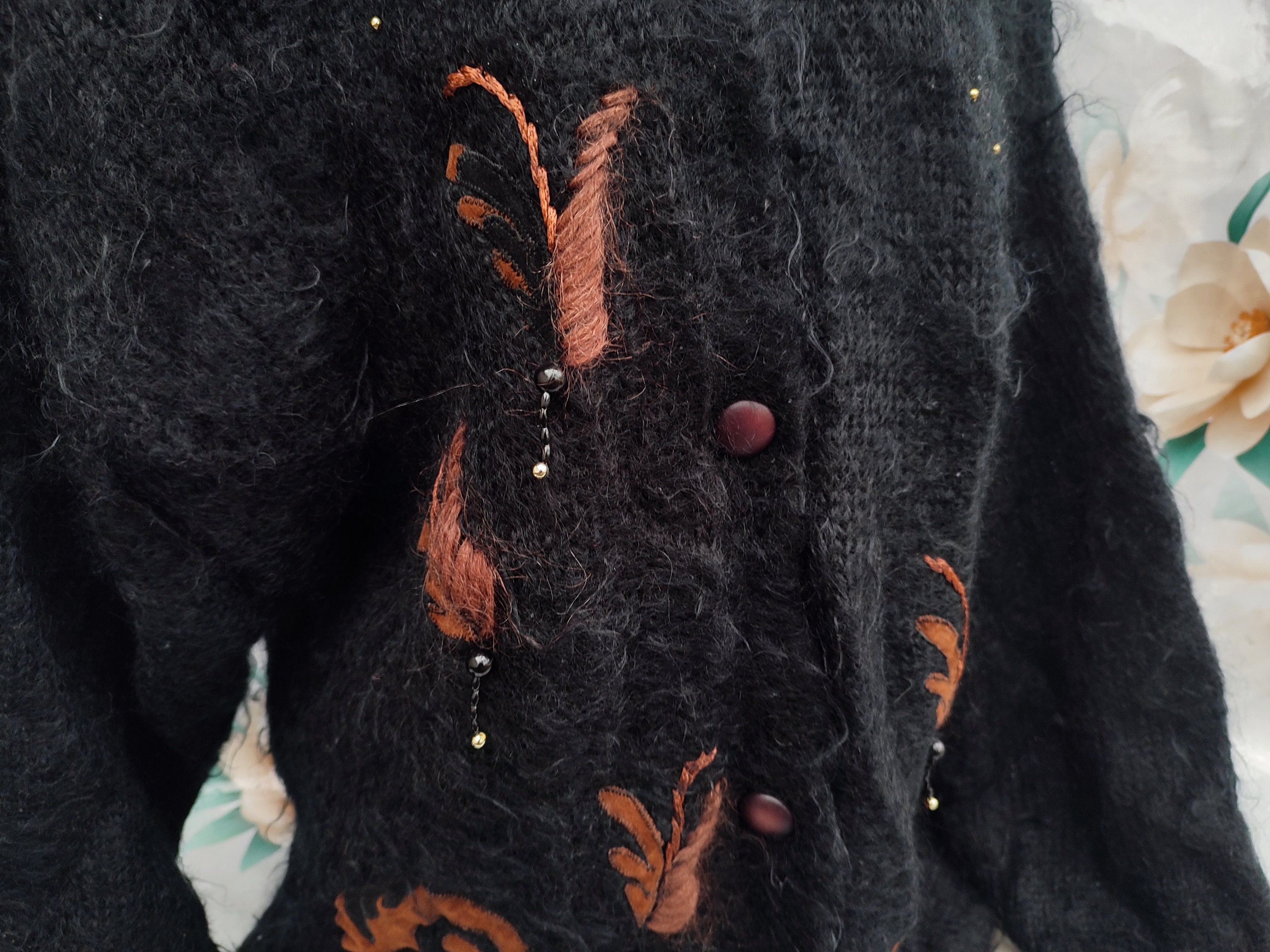 Vintage Black Mohair Wool Cardigan. Originally Women's Size