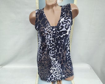 90s Women's Animal Print Sleeveless Top. Size M.