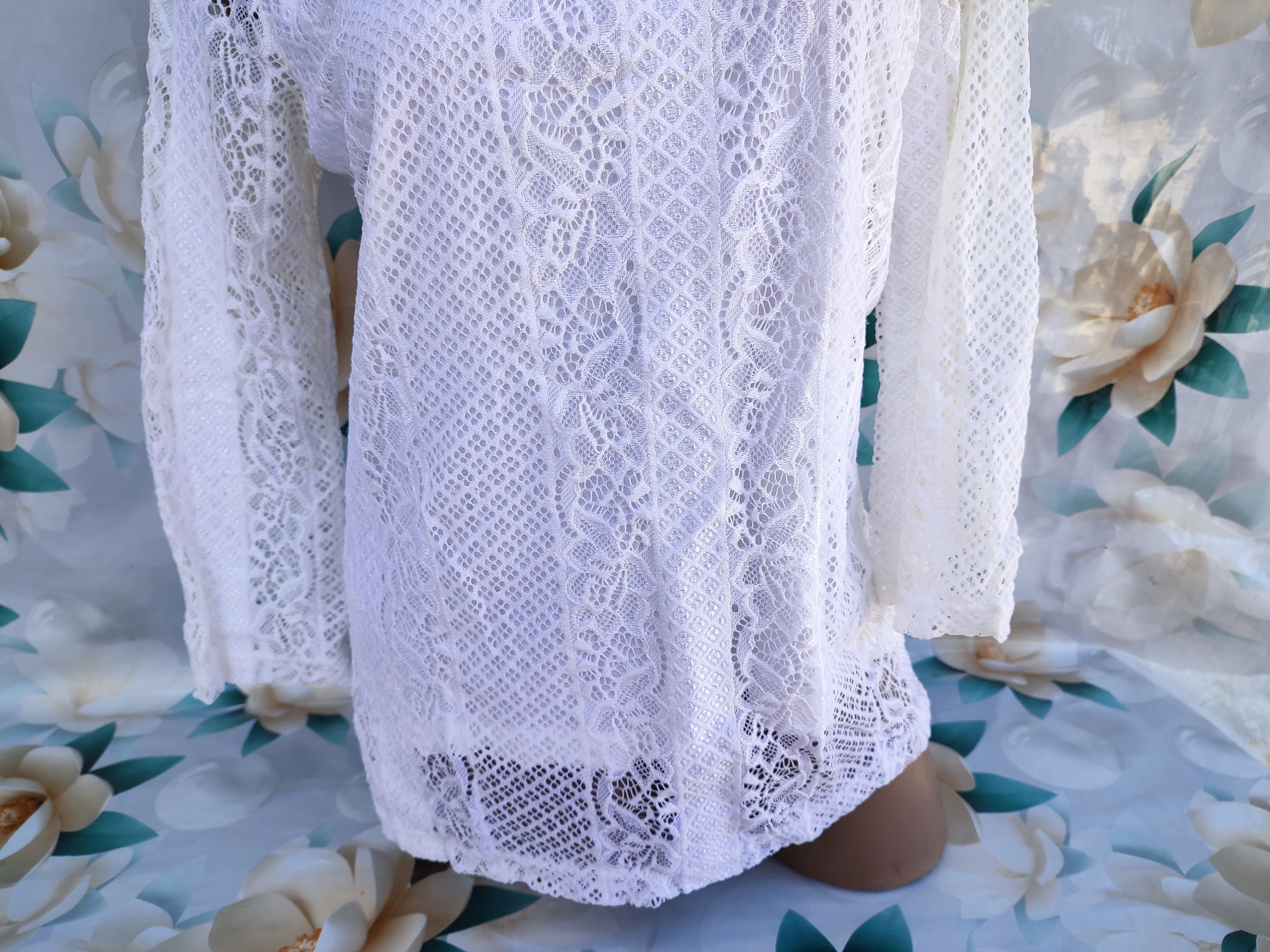 90年代ヴィンテージイタリア製レディースホワイトレースブラウス