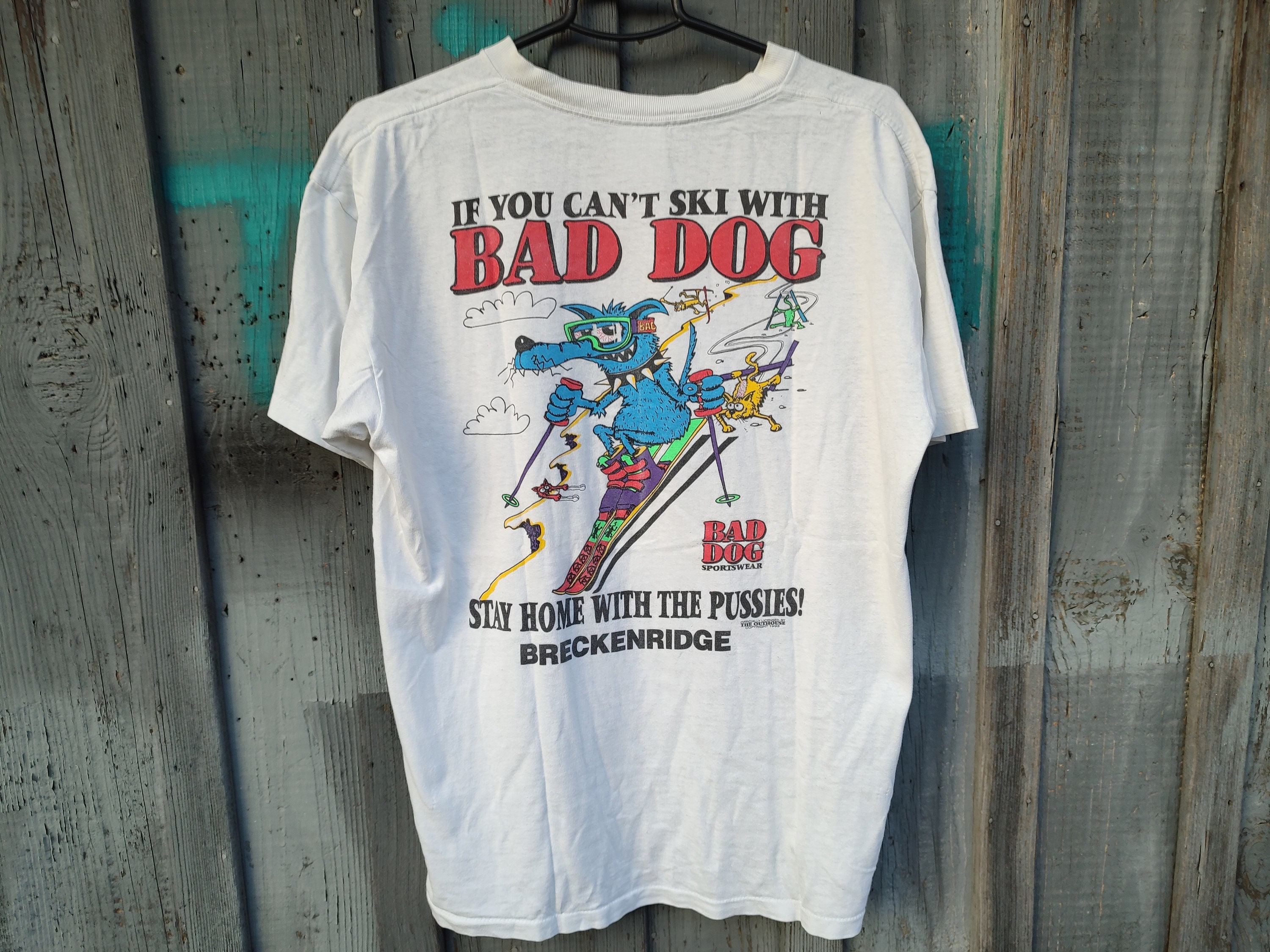 90s Vintage Bad Dog Unisex T-shirt With Dog Print. Size L-XL. 100 