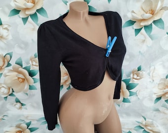90s Women's Black Crop Bolero Long Sleeve. Size M-L.