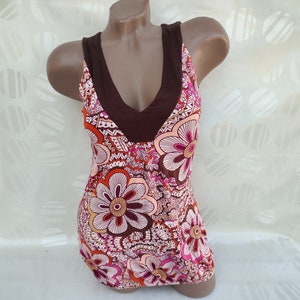 90s Vintage Womens Boho V-Neck Top/Tank Top Floral Print. Size S.