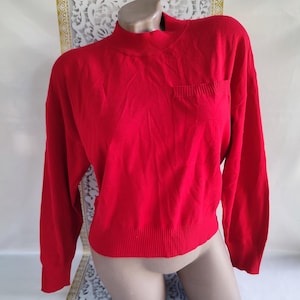 90s Vintage Viscose Women&#39;s Red Sweater/Pullover Long Sleeve. Size XS-S.