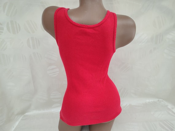 90s Vintage Women's Raspberry Ribbed Tank Top. Si… - image 7