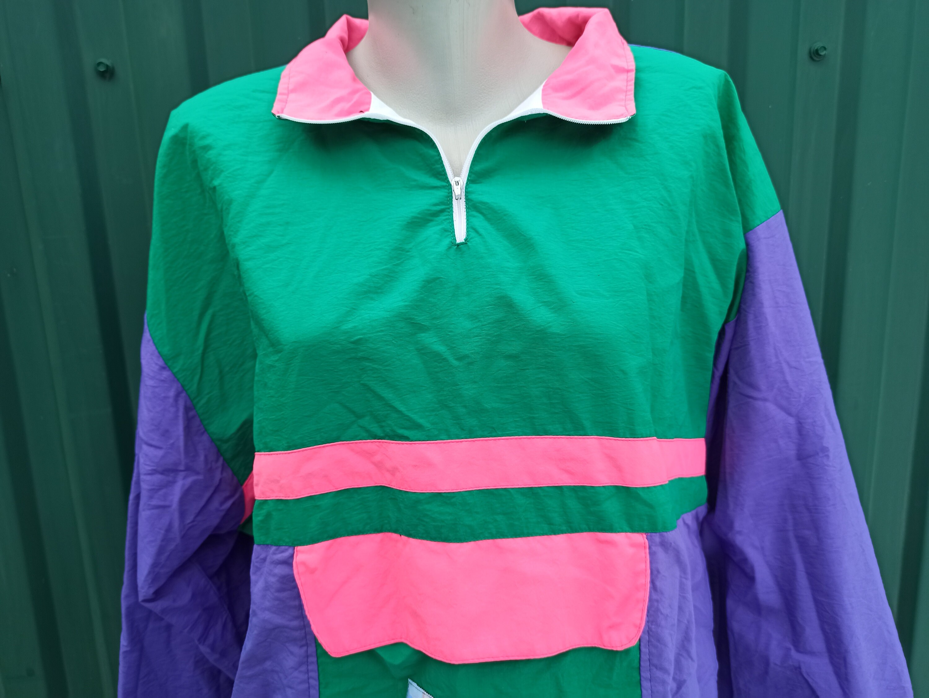 90s Vintage Color Block Nylon Jacket: Neon Oversized Sportswear - Etsy