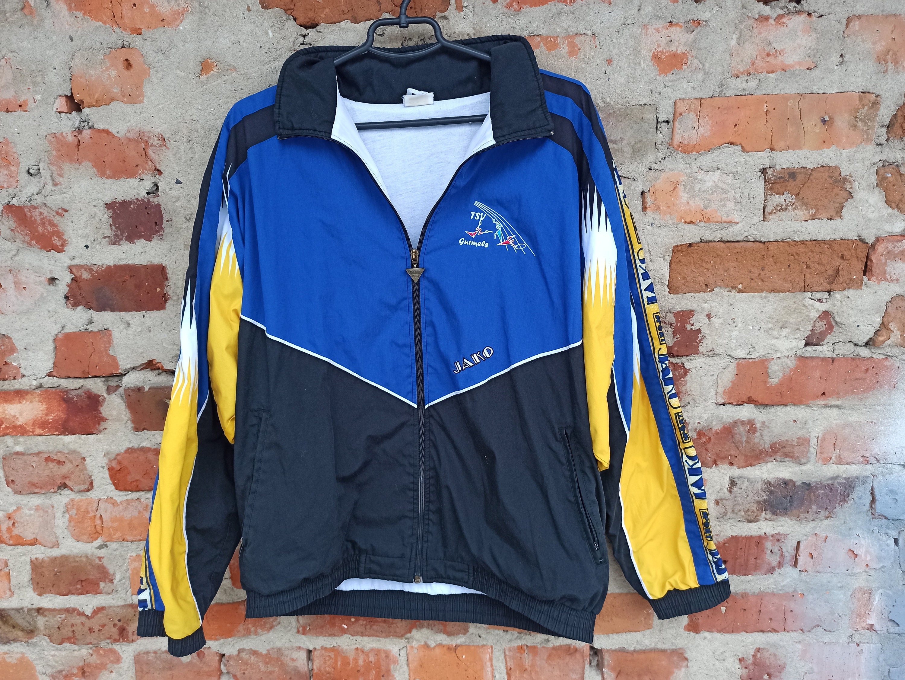 新作グッ Nylon Tracksuit JAKO Vintage 90s Unisex Etsy - XL-XXL. Size Oversized. Yellow Blue Neon Jacket Windbreaker Jacket ジャケット・アウター