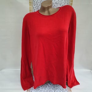 90s Vintage Cotton Women&#39;s Red Sweater/Pullover Oversized Long Sleeve. Size XL-2XL.