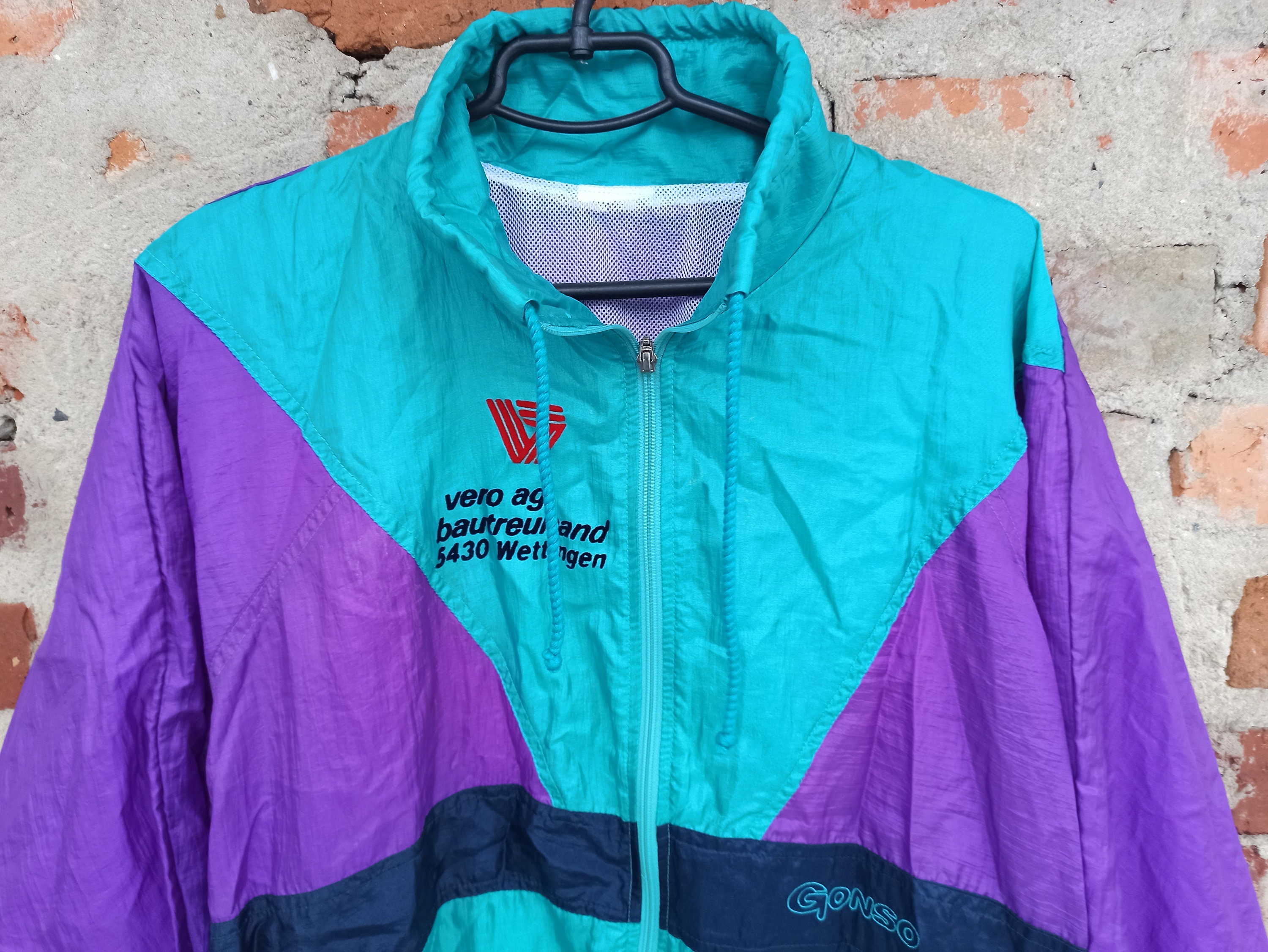 90s Vintage Gonso Sport Nylon Oversized Unisex. Jacket - Size. Jacket XL-2XL Purple Color. Windbreaker Spring Etsy Block Green