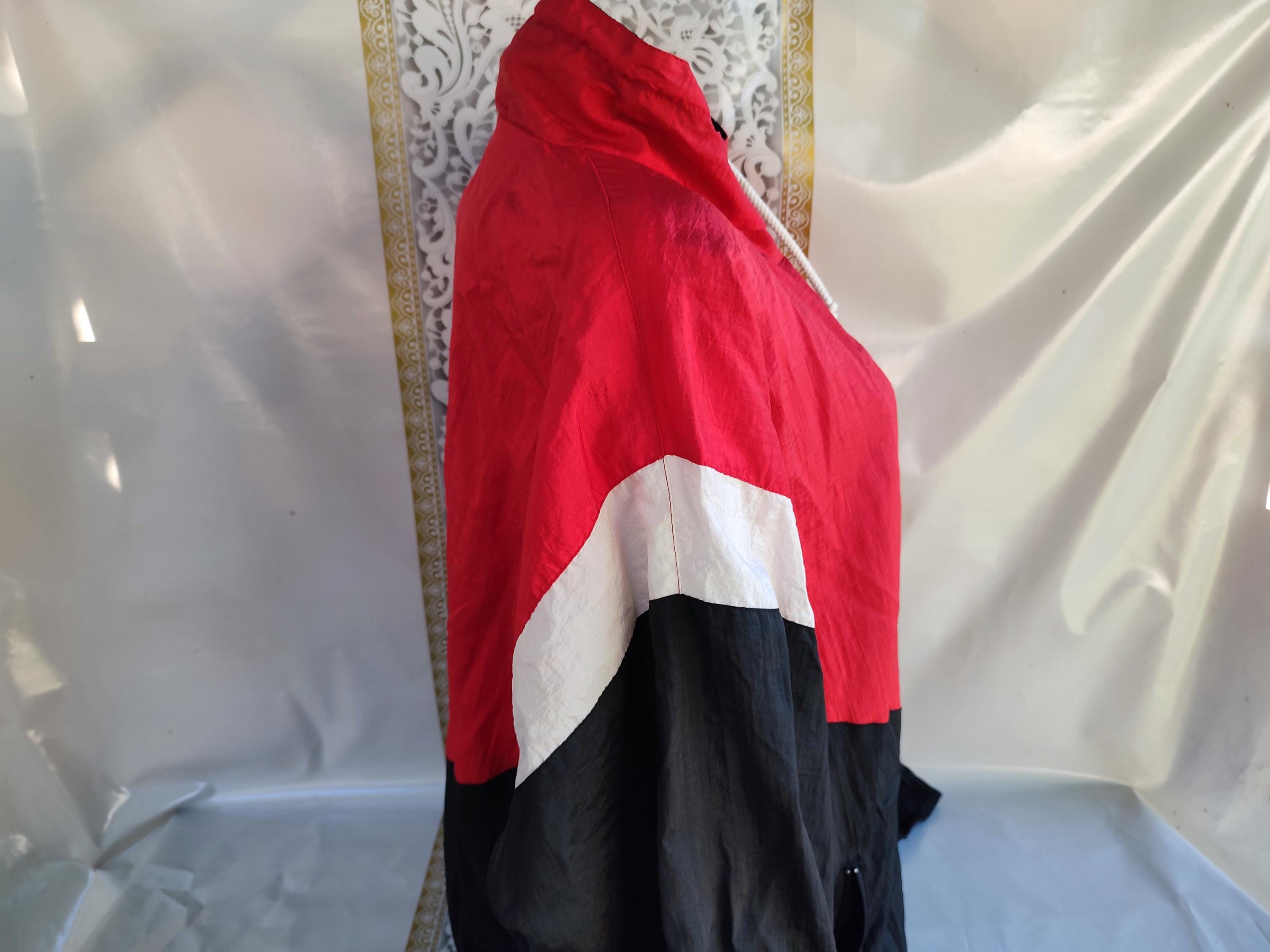 90s Vintage Color Block Nylon Jacket: Oversized Zip Up, Size L-XL