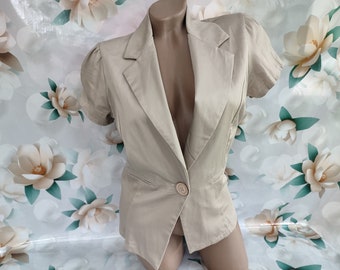 90s Vintage Women's Cream Formal Buttoned Vest/Waistcoat. Size M-L.