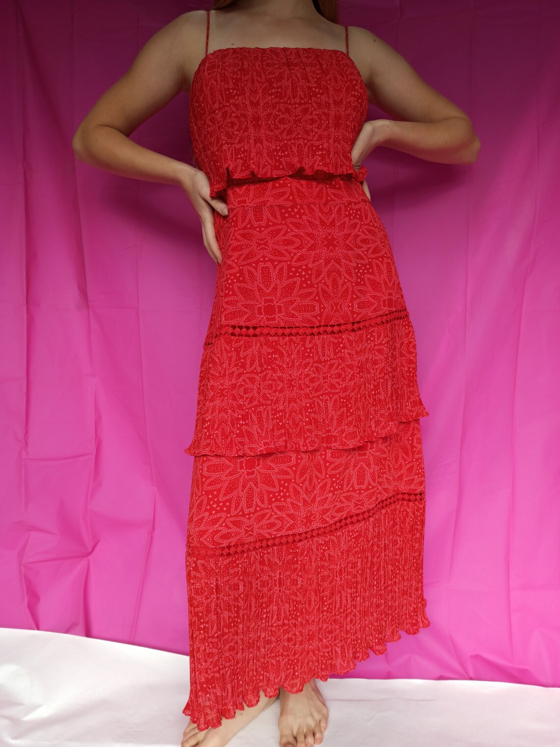 Robe longue soir?�e vintage des ann?�es 90 avec trois niveaux. | Etsy