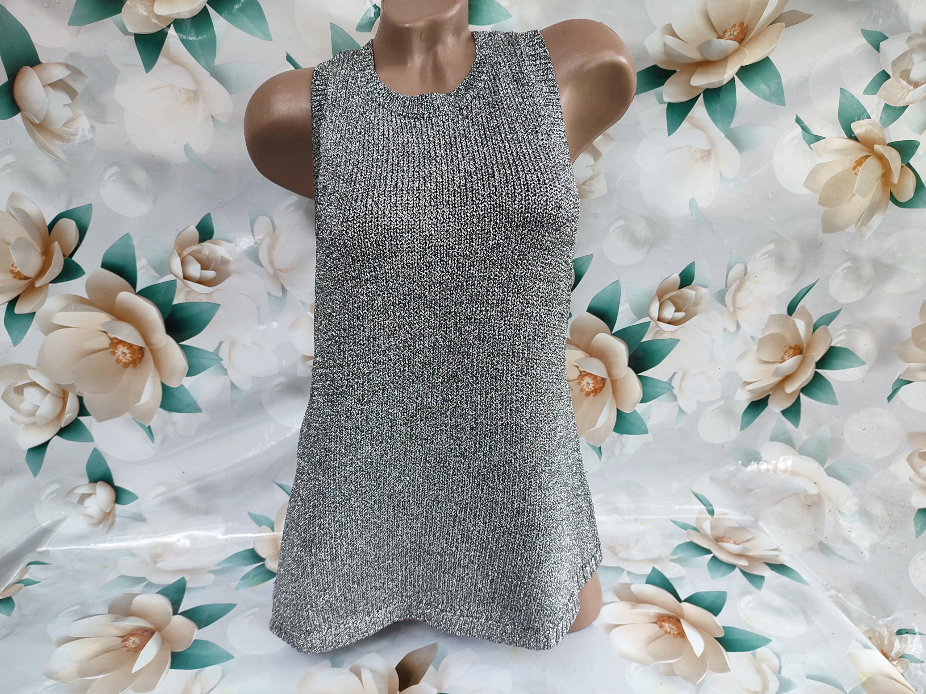 Silver Knit Top Etsy