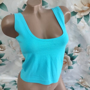 90s Vintage Womens Turquoise Blue Crop Top/Tank Top. Size S-M.