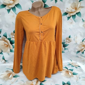 90s Vintage women&#39;s terracotta blouse/top long sleeve.Size S-M.
