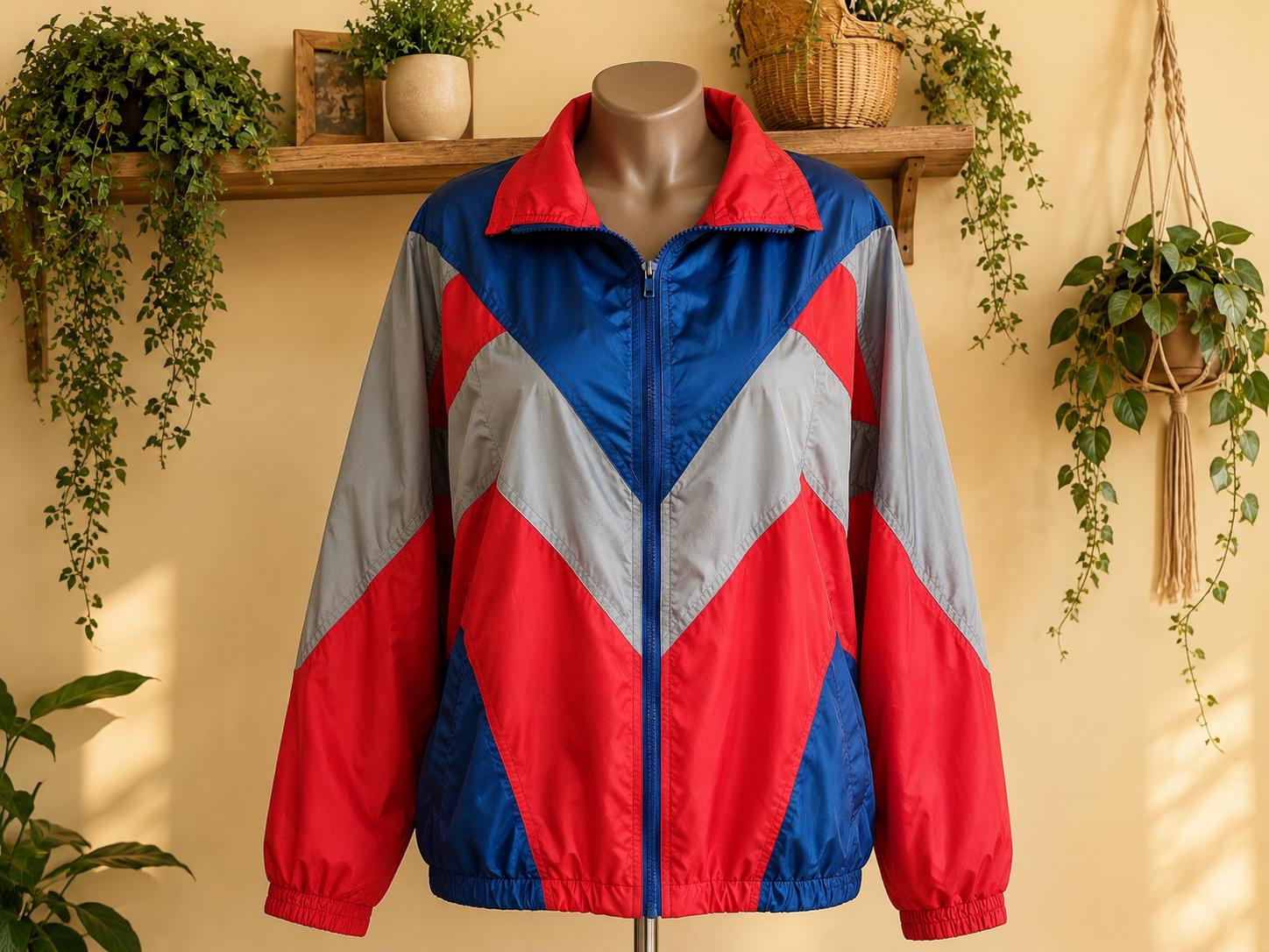 90s Vintage Color Block Nylon Women's/men's Oversized Windbreaker