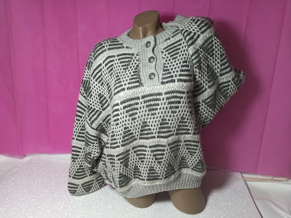 70s Vintage Warm Woolen Women Sweater Size L