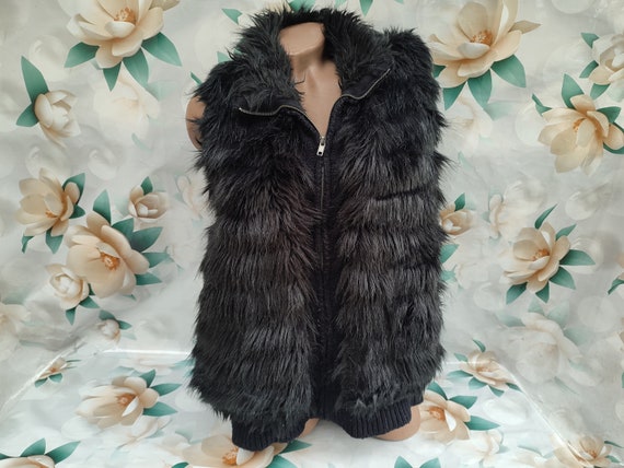 Faux fur vest womens black online