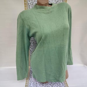 90s Vintage Women&#39;s Mint Ribbed Turtleneck Long Sleeve. Size M.