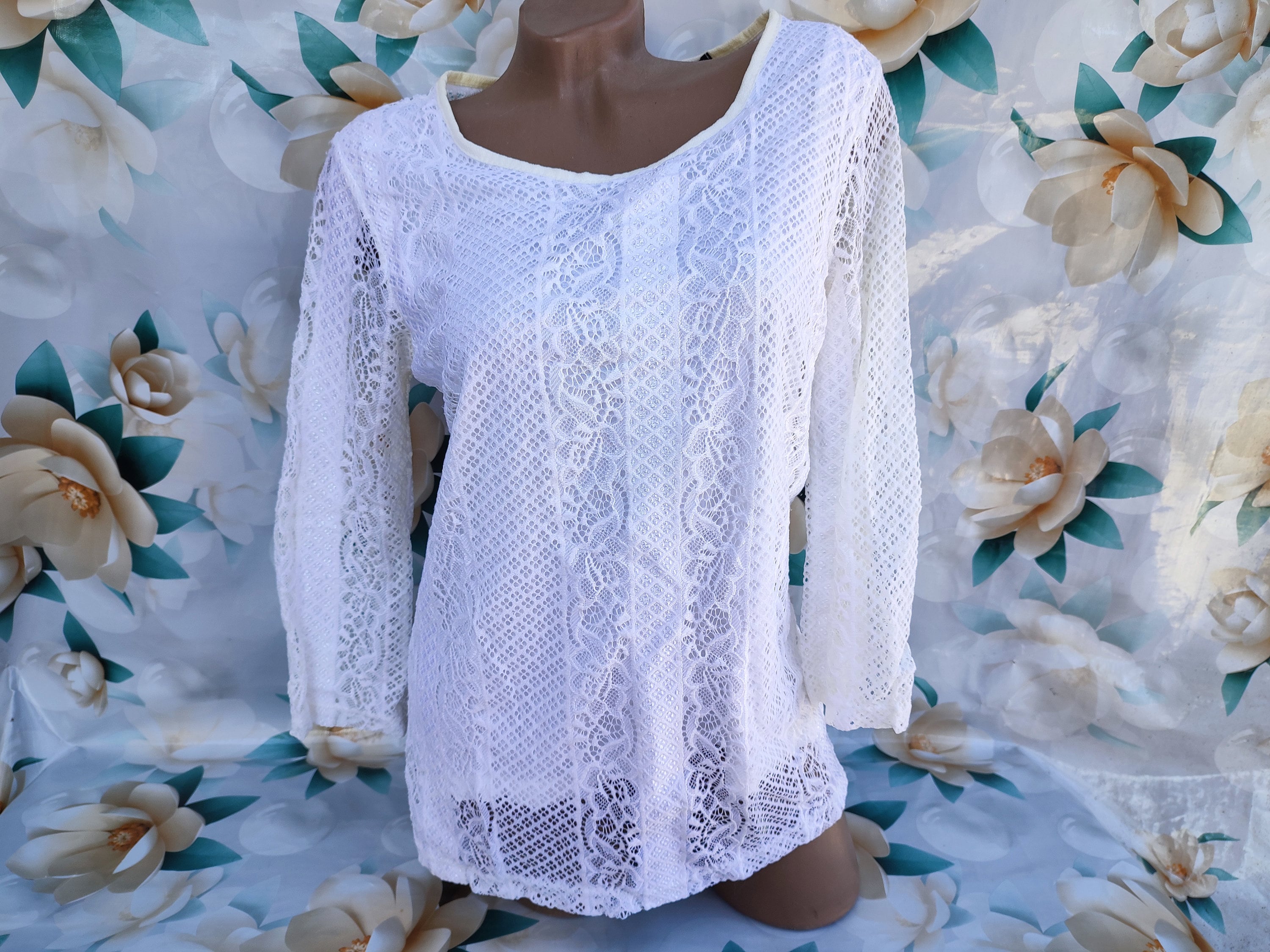 90年代ヴィンテージイタリア製レディースホワイトレースブラウス