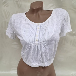 90s Vintage Damen Top/Crop Top in weiß. Größe XS-S.