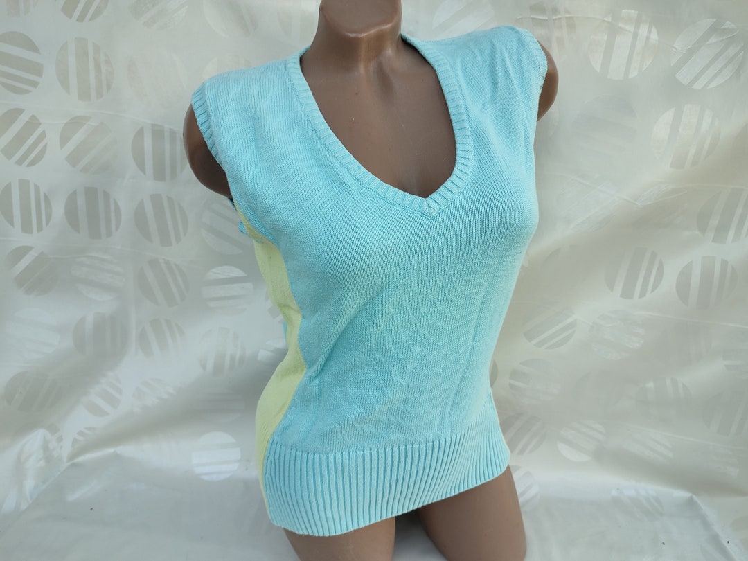 Débardeur vintage années 2000 Y2K self estime bleu tie dye dentelle